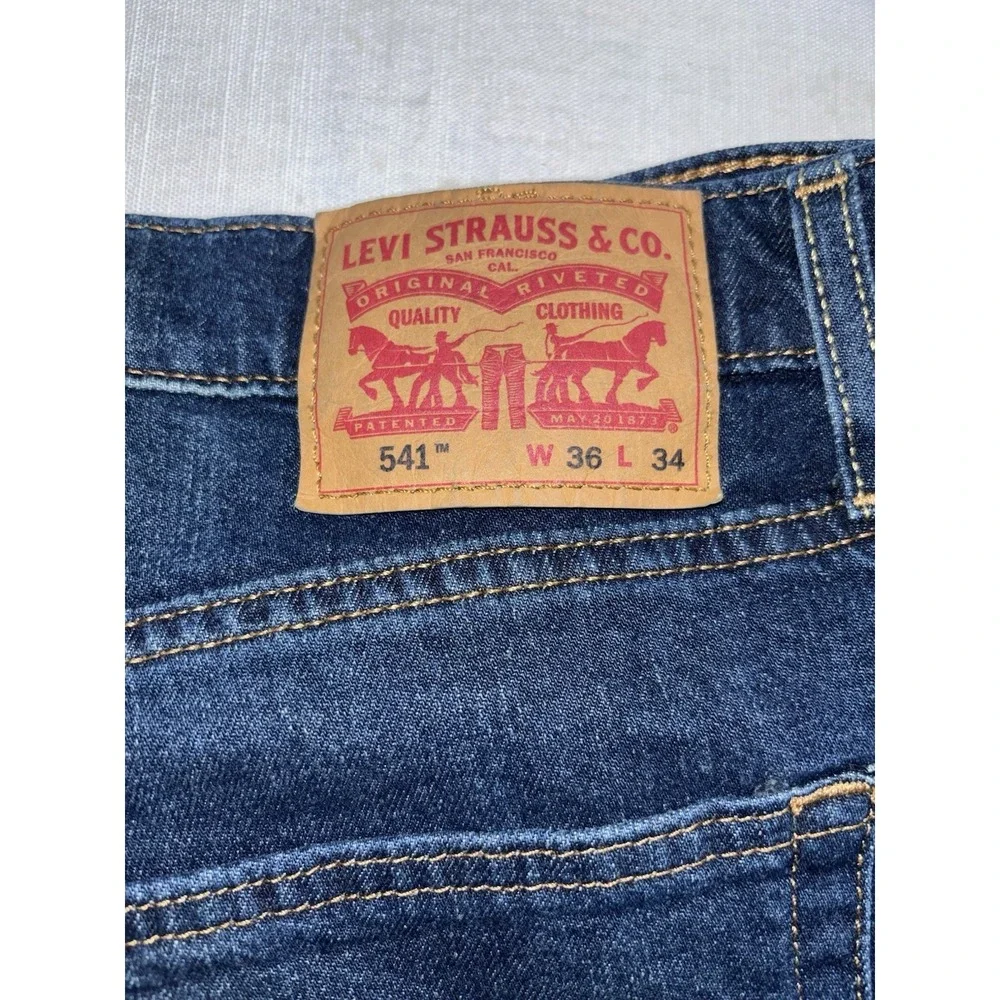 Levi's 541 Dark Blue Men's Stretch Athletic Tapered Denim Jeans Size 36W X 34L